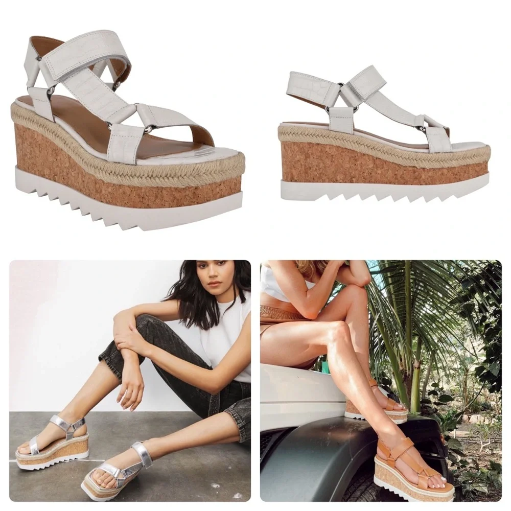 Marc Fisher LTD Gylian Platform Wedge Sandal - White - Picture 1 of 9